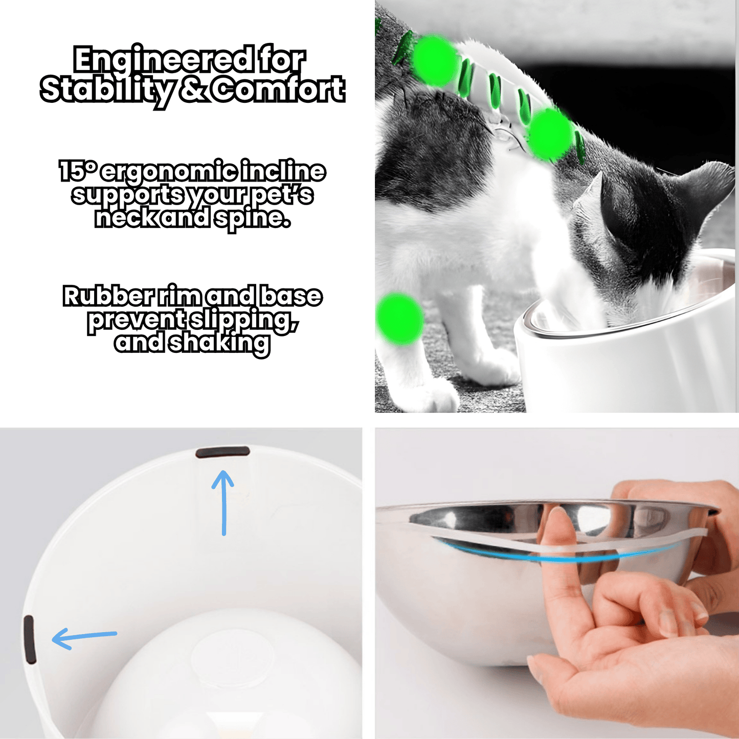 MASAPETS⢠Inclined Stainless Steel Pet Bowl