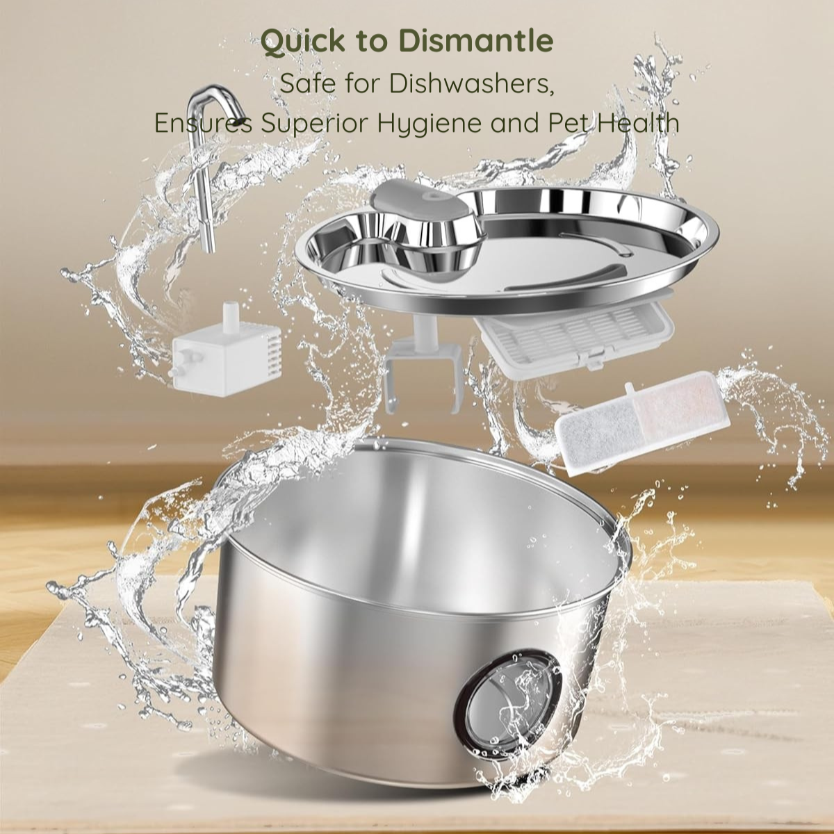 MASAPETS™ Stainless Steel Pet Water Fountain 3.2L/108OZ